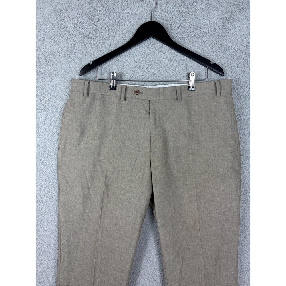 Ralph Lauren Dress Pants Mens 38x28 Beige Microfiber Straight Fit Stretch Office